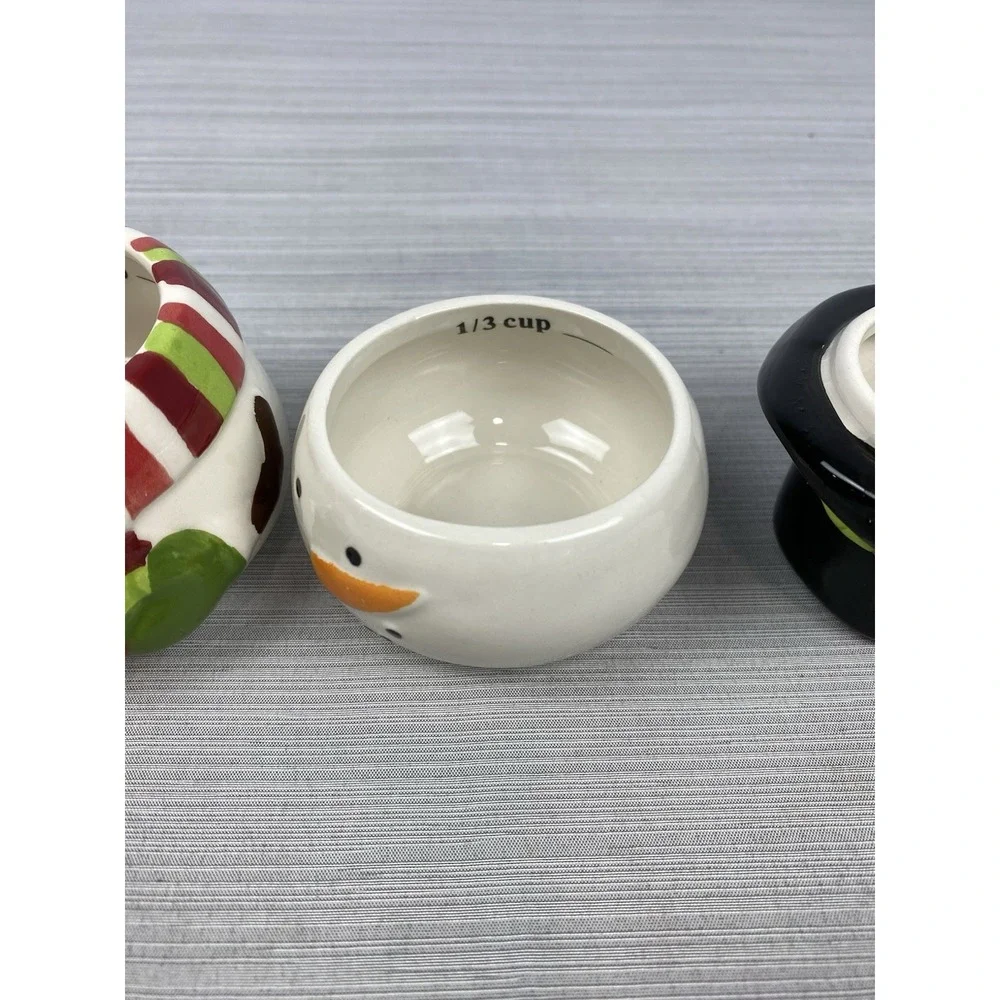 Pier 1 Imports Snowman Stacking 4 Pc Measuring Cup Set Christmas‎ Decor